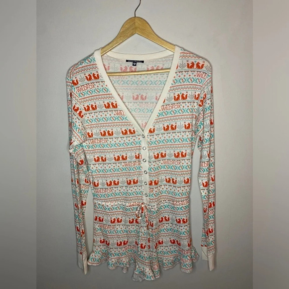 ✨Host Pick✨ Wildfox Intimates Fox Print “Ye old” Rustic Romper - Picture 3 of 8